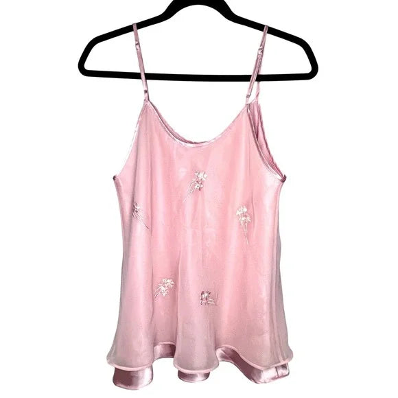 Valerie Stevens Pink Floral Embroidered Cami Top- Medium