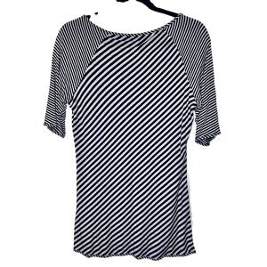 Soft Surroundings Striped Asymetrical Mixed Print Top- Small