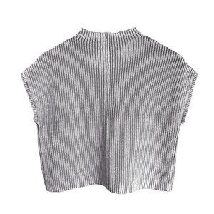 Zenana Mock Neck Knit Sleeveless Crop Top Sweater