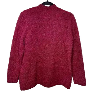 Women's Appleseed Textured Knit Burgundy Pullover Sweater- Large