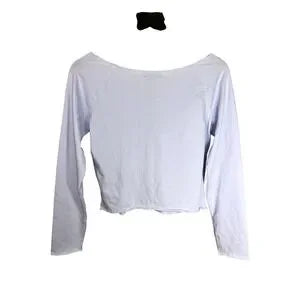 Wild Fable Womens Long Sleeve V-Neck Crop Top Light Blue- X-Large