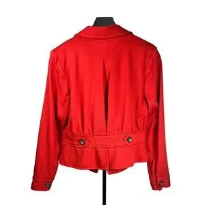 CABI Cropped Red Blazer Jacket Stylish Pockets and Button Front- SIze 10