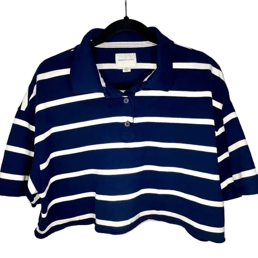 Women's American Eagle Striped Blue And White Crop Top-Medium