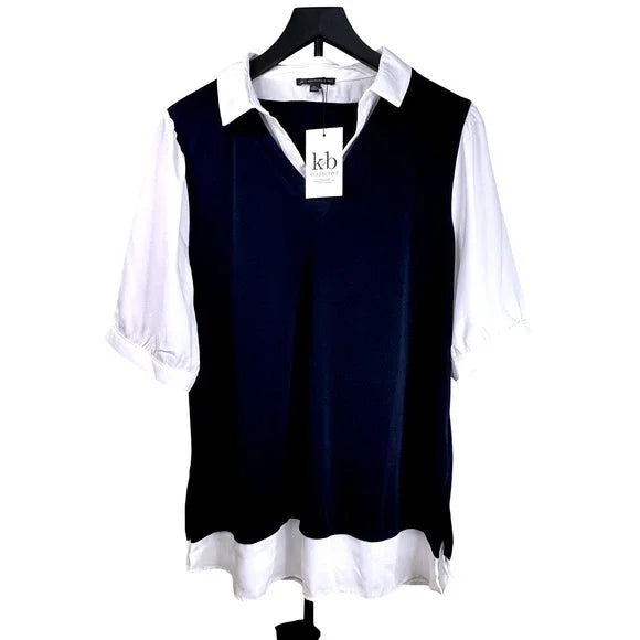 Adrianna Papell Womens  Navy Blue Top XL