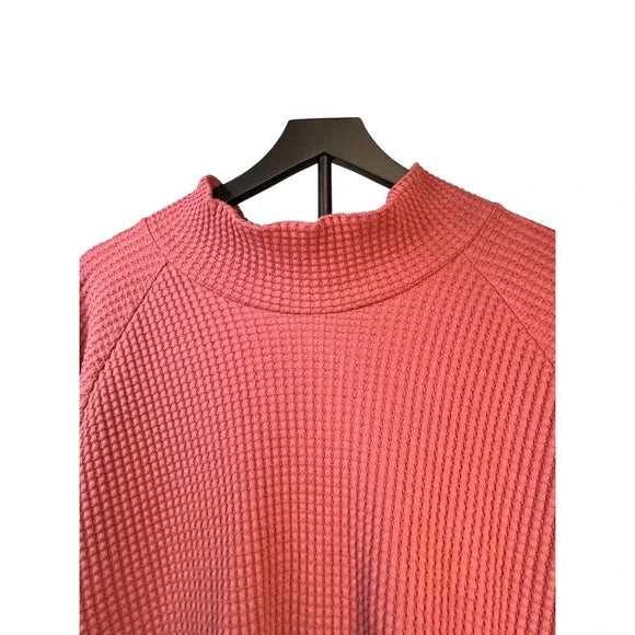 The North Face Waffle Knit Mock Neck Long Sleeve Top Coral Women's- 2XL
