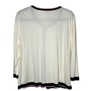 Talbots Long Sleeved Cardigan Sweater with Button Front and Ivory Pink Trim- XL