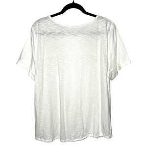 Talbots White Short Sleeve Textured Cotton Blend Casual Blouse- XL