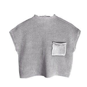 Zenana Mock Neck Knit Sleeveless Crop Top Sweater