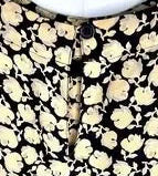 Douglass 100% Silk Blouse Floral Print Black Beige Short Sleeve Womens L