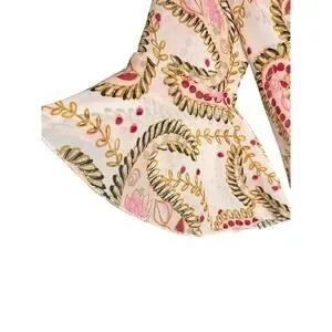 Misska Women's Floral Print Tie Front Top Blouse Bell Sleeve-Large